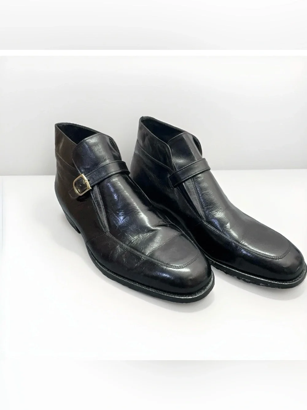Florsheim Imperial Lindsey Black Leather Monk Strap Ankle Boots USA Men’s 10 3E